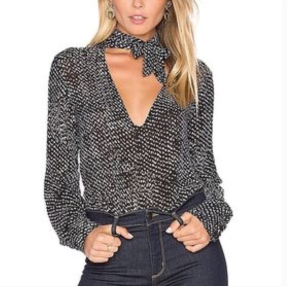 Anthropologie Cloth & Stone Printed Neck Tie Top
